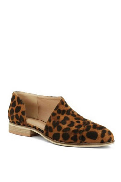 Leopard Print V-Cut Pointed Toe Flats for Women
