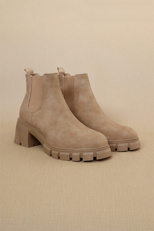 Nude Suede Chelsea Ankle Boots for Women